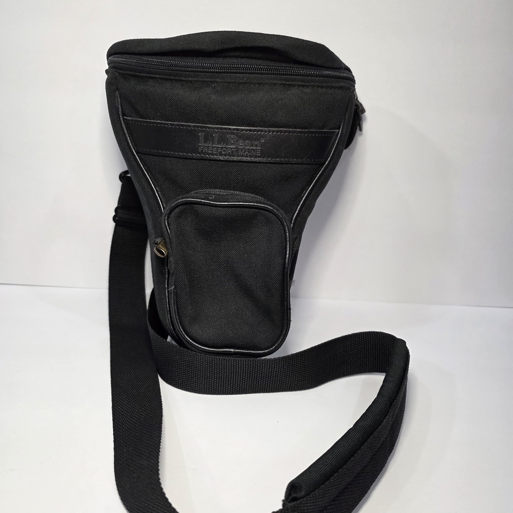 L.L.Bean Black Canvas Utility Travel  Crossbody Bag - Freeport Maine